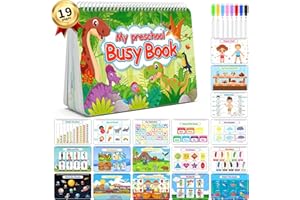 HUAXUS 19 Pages Preschool Learning Activities - Busy Book, Toddler Activities, Autism Sensory Learning Materials, Montessori Toys, Educational Toys, Activity Binder Gifts for Kids Toddlers
