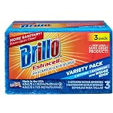 Brillo Estracell Sponges, Premium Long Lasting, Kitchen &amp; Bathroom with Wedge Edge Variety Pack (Variety, 3 Count (Pack of 1))