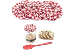 ZUAWAE Sourdough Jar Cover, Reusable Sourdough Cloth Cover, 3pc Handmade Cotton Cloth Covers for Sourdough Starter Jar Sourdough Bread Baking Supplies Fit Jars Mouth from 3-4 Inch (Red Plaid)