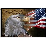 ShineSnow USA Vintage American Flag Bald Eagle 4th of July Memorial Independence Day 3x5 Feet Flag, Polyester Double Stitched