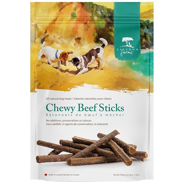 CALEDON FARMS CHEWY BEEF STICKS DOG TREATS: 220G/7.8OZ