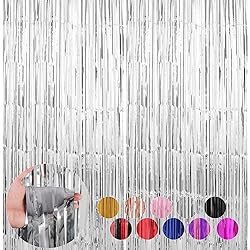 2 Pack Silver Foil Fringe Curtains Streamers Party