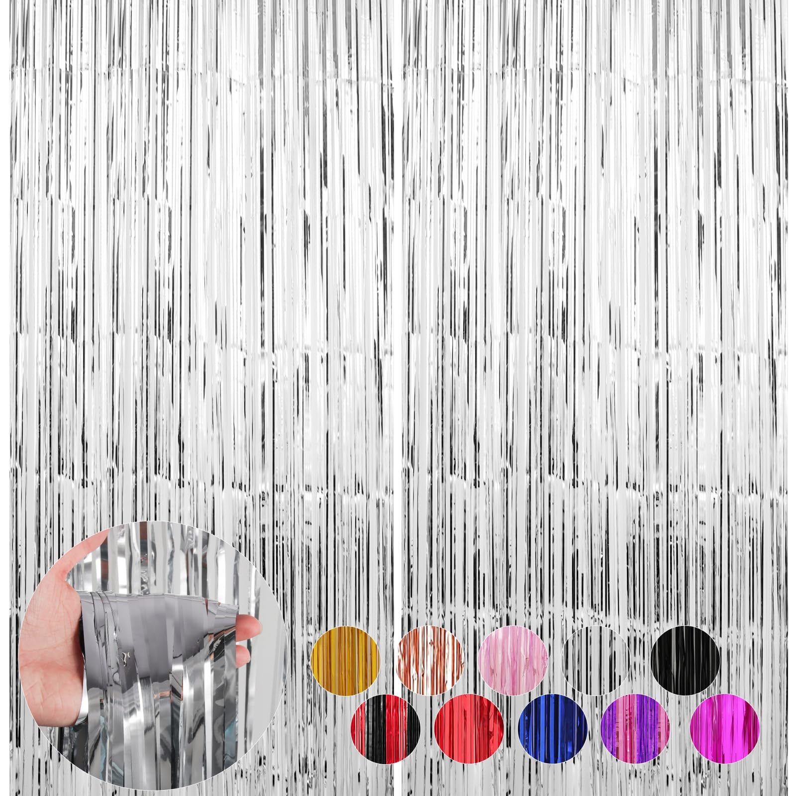 2 Pack Silver Foil Fringe Curtains Streamers Party