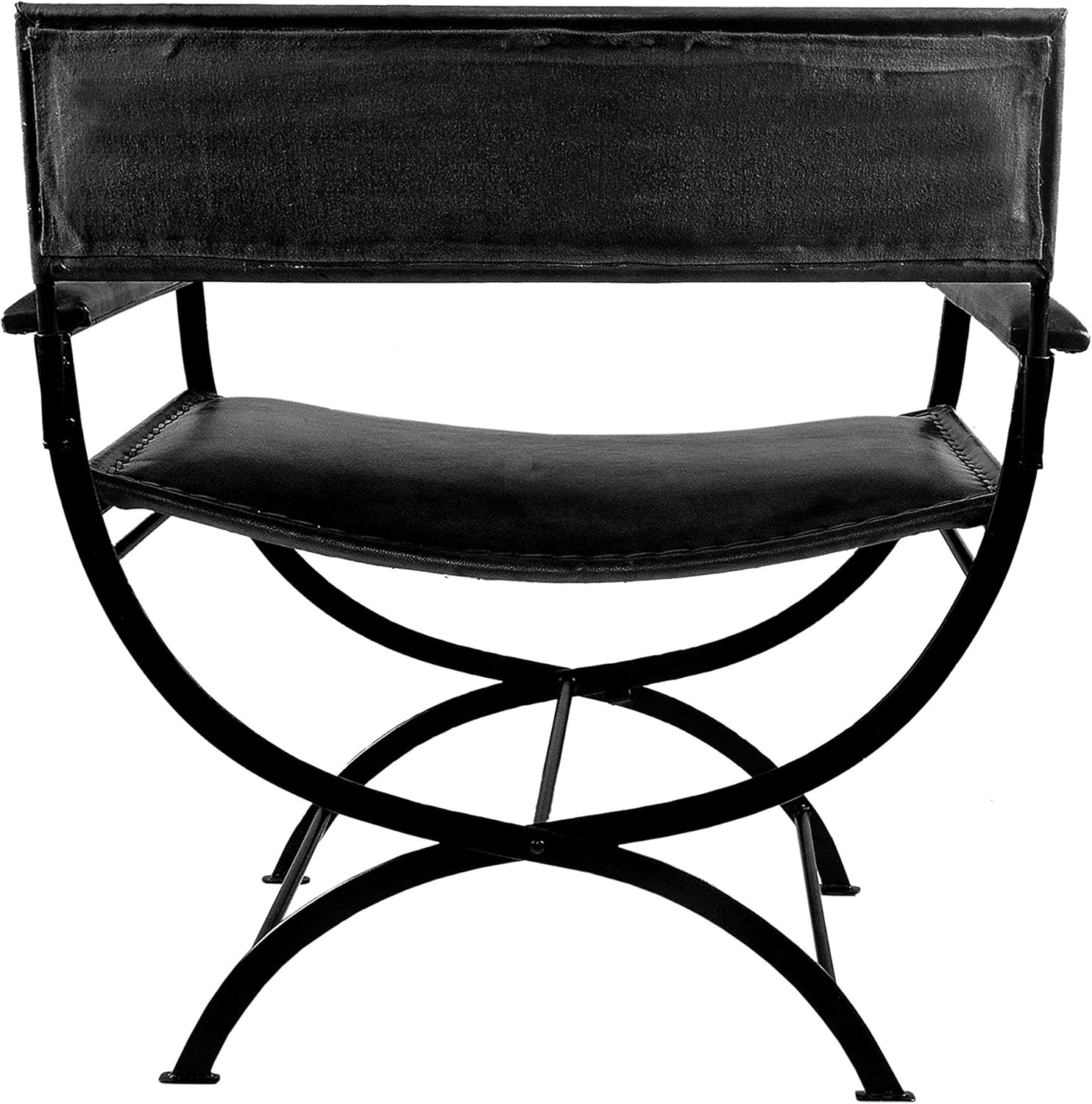 LR Home Faux Leather Director Accent Chair, 28" L x 17" W x 31" H, Black: Furniture & Decor