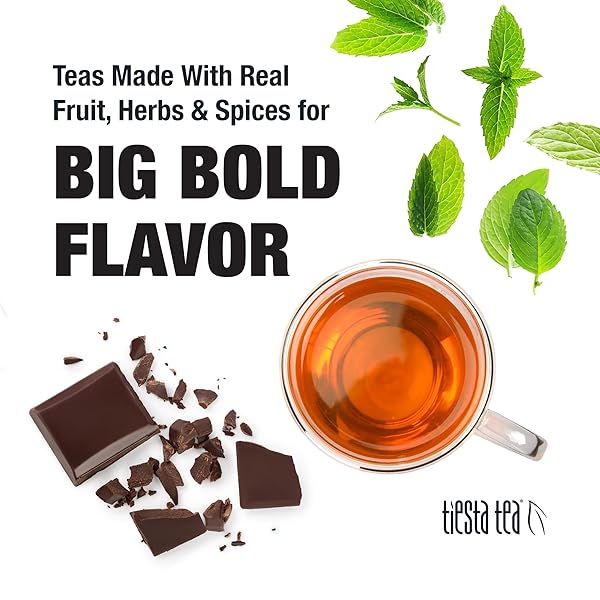 TIESTA TEA COCOA MINT CHILL LOOSE LEAF TEA, CHOCOLATE PEPPERMINT HERBAL ROOIBOS BLEND, NON-CAFFEINATED, REAL FRUIT, HERBS, SPICES, HOT OR ICED BREW, MAKES UP TO 25 CUPS, RESEALABLE POUCH, 1.5 OUNCE