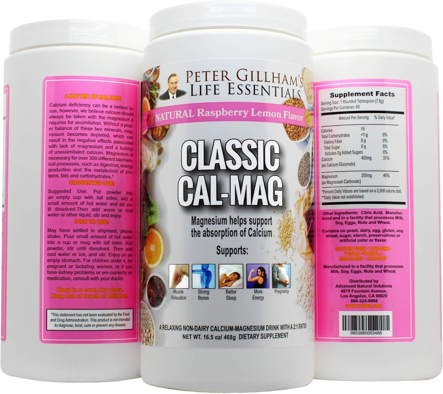 Amazon Com Classic Cal Mag Powder Raspberry Lemon Original 2 1 Formula 16 5oz 60 Servings Sleep Stress Aid For Muscle Relaxation Leg Cramps Bones Teeth Made In The Usa By Peter Gillham S Life Essentials Health