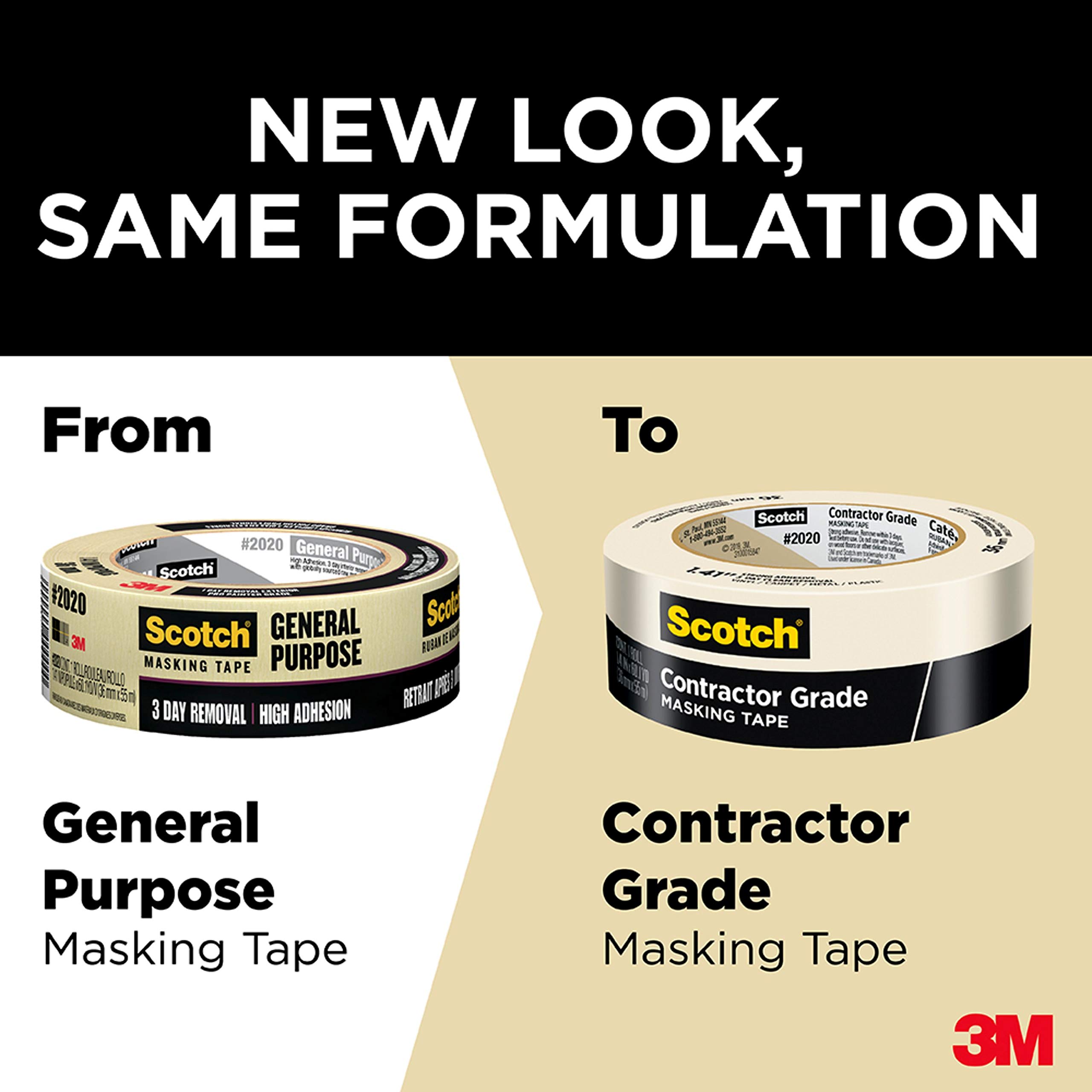 Scotch Contractor Grade Masking Tape, 0.94 inches by 60.1 Yards (540 Yards Total), 2020, 9 Rolls