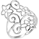 AeraVida Swirling Jasmine Flower Garden .925 Sterling Silver Ring | Elegant Wedding Rings For Women | Casual Comfort Fit Silver Rings for Women | Jasmine Flower Ring | Ring Size 6-10