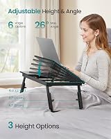 SONGMICS Bed Laptop Table Bamboo Desk 15.6 inch Tilt Height Drawer view 3