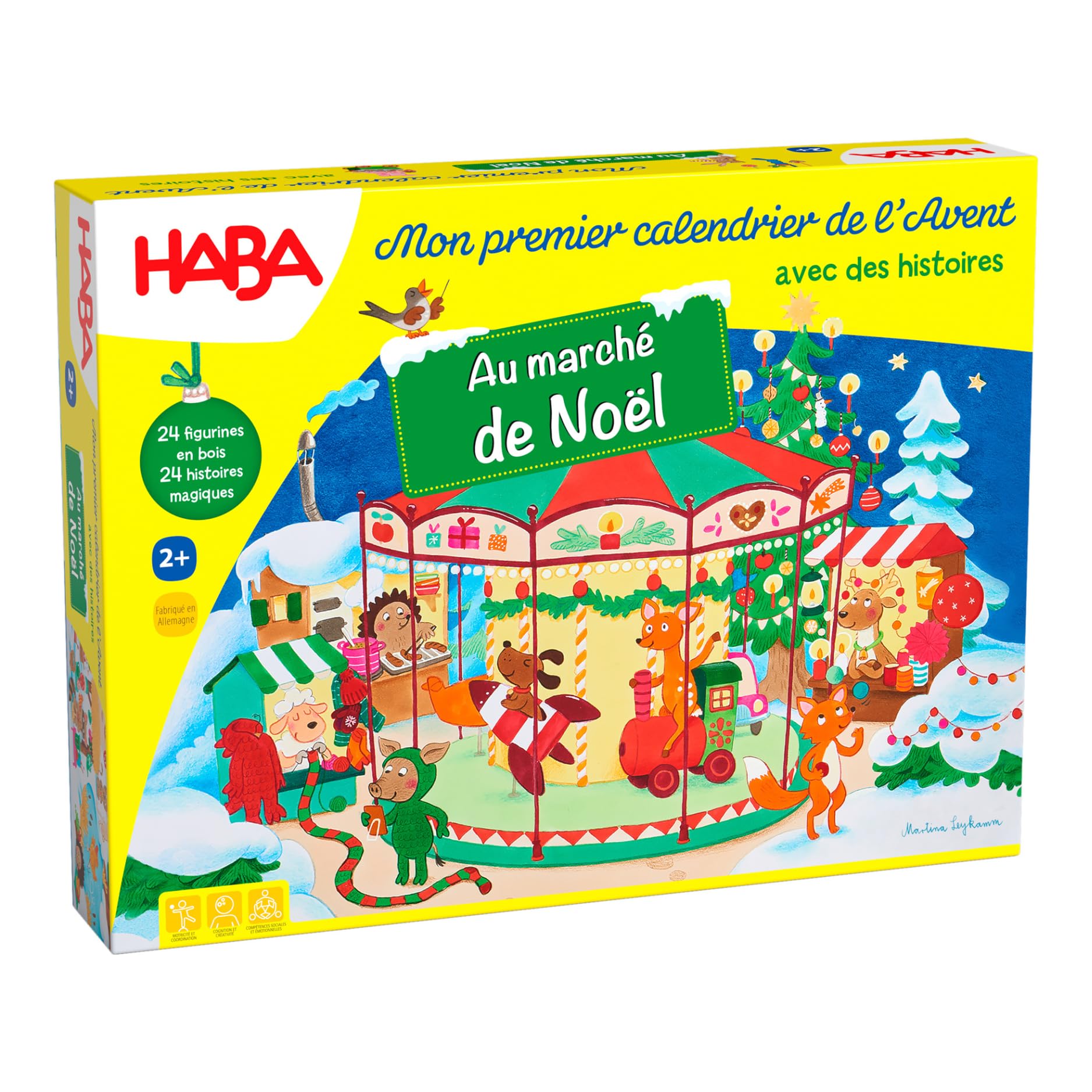 HABA Advent Calendar - At the Christmas Market - 24 lovingly designed wooden figures and a 3D play decor - for children aged 2 and up.