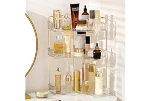 Weidace Corner Bathroom Counter Organizer Bathroom Countertop Shelf Makeup Organizer for Vanity Perfume Tray for Corner Storage (3 Tiers, White)