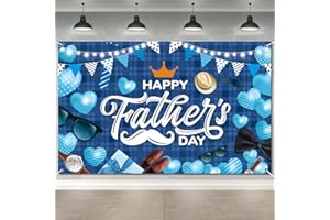 ROSULASI Happy Fathers Day Banner Decorations 70.9x45.3in Extra Large Size Father's Day Backdrop Banners Party Supplies Background for Photograph Indoor Outdoor Family Celebrations Wall Door Home Decor(blue)