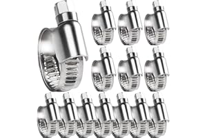 SMLCON Heavy Duty Hose Clamp - 14 Pcs,Size#6,1/2 To 3/4 inch Adjustable Worm Gear Drive Hose Clamps Stainless Steel 304 for Fuel Injection Line, Automotive, Radiator, Garden