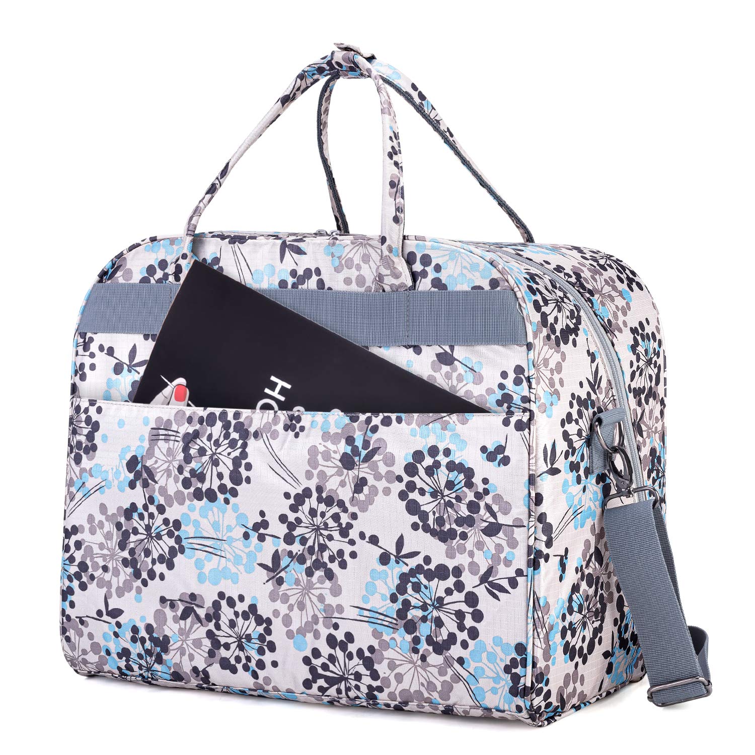 Teamoy Sewing Machine Carrying Case, Sewing Machine Tote with Bottom Wooden Board Pad for Most Standard Sewing Machines and Accessories, Dandelion