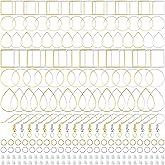 720PCS Earrings Beading Hoop for Jewelry Making Round Square Teardrop Earrings Findings Hoops Open Bezel Pendant Frame Jewelry Findings Supplies for DIY Craft Earring Necklace(Gold/Silver)