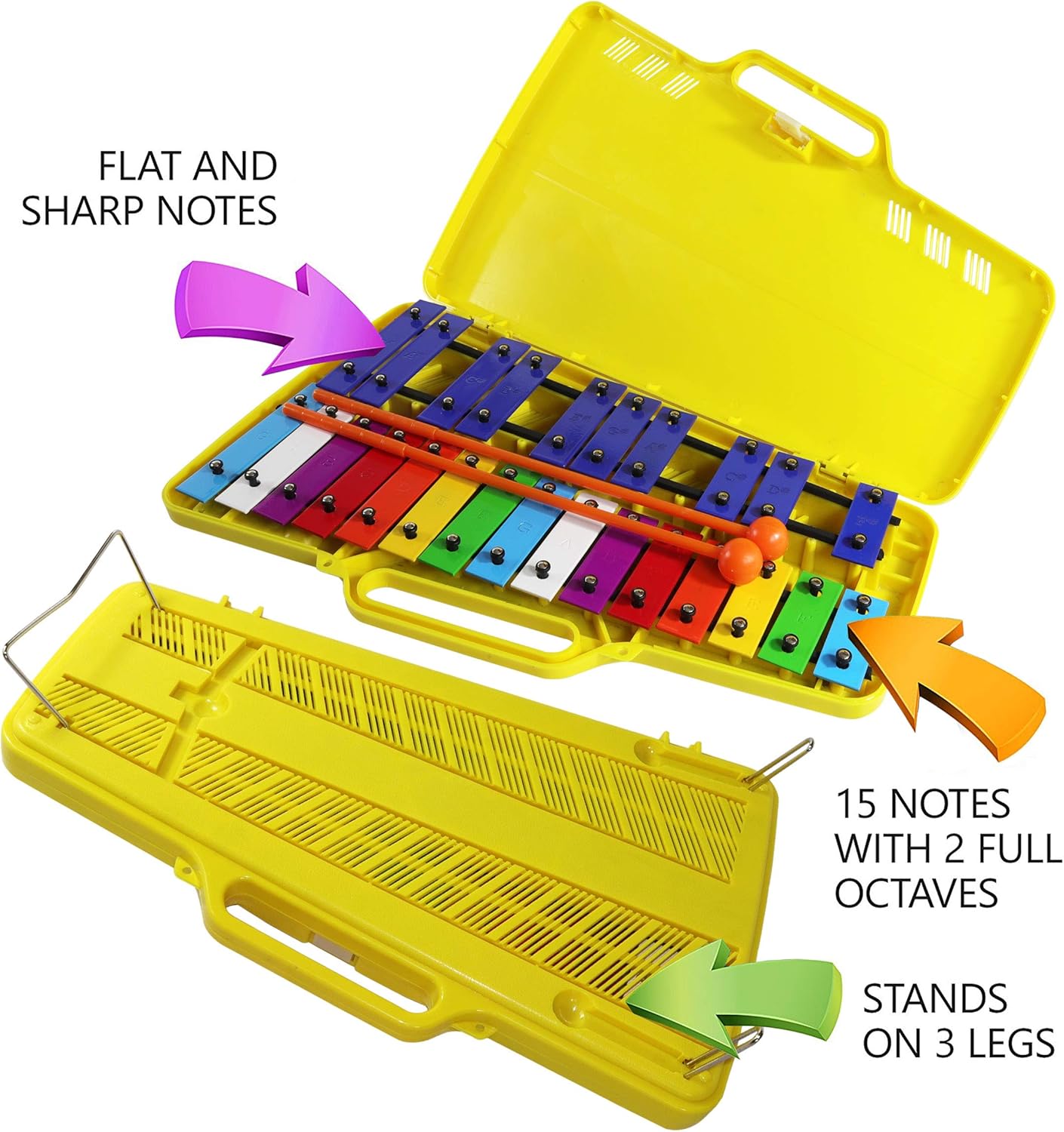 inTemenos Glockenspiel 25 Notes Metall Xylophone Chromatic Easy