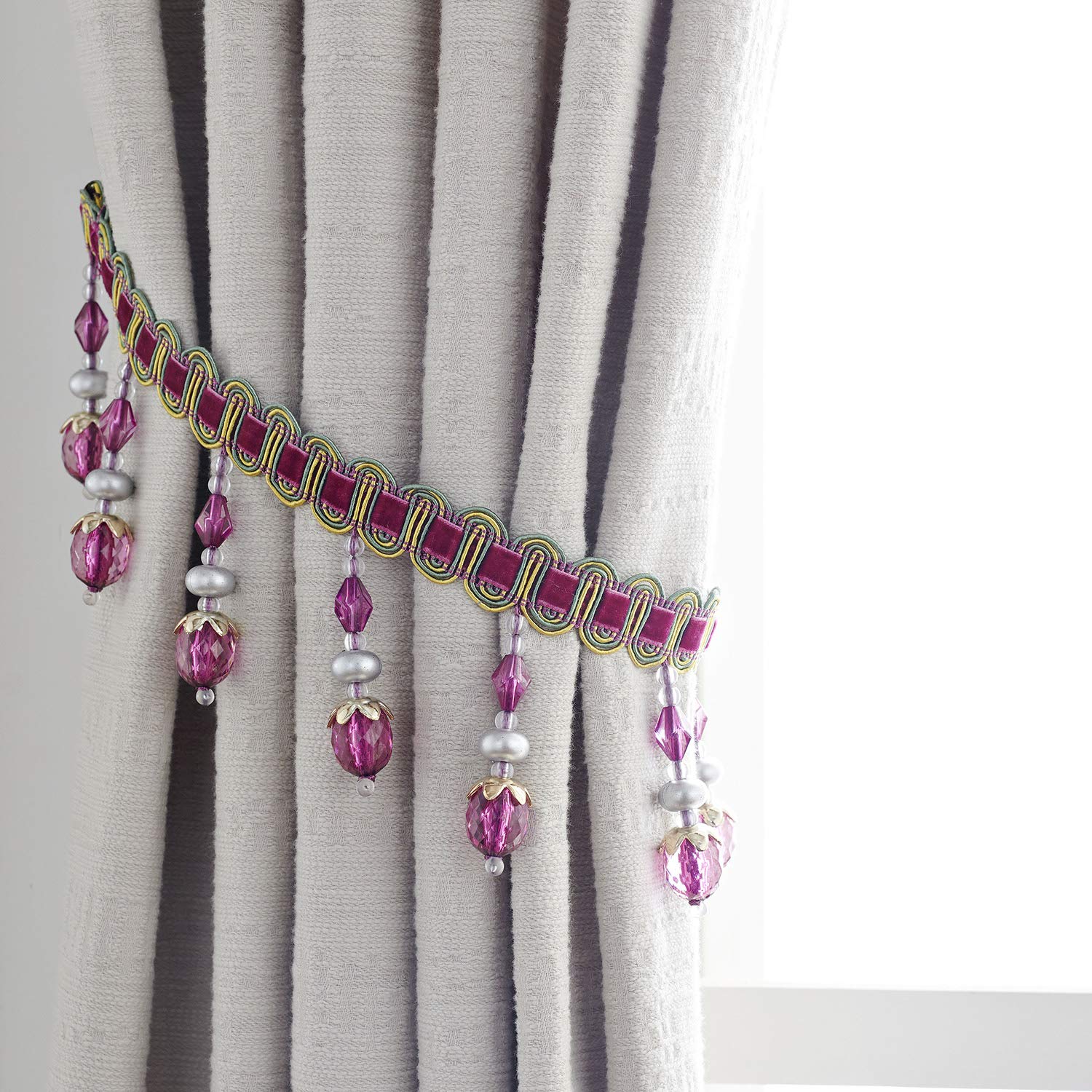 Hsylym Curtain Tiebacks Beaded Hook For Curtains Tiebacks