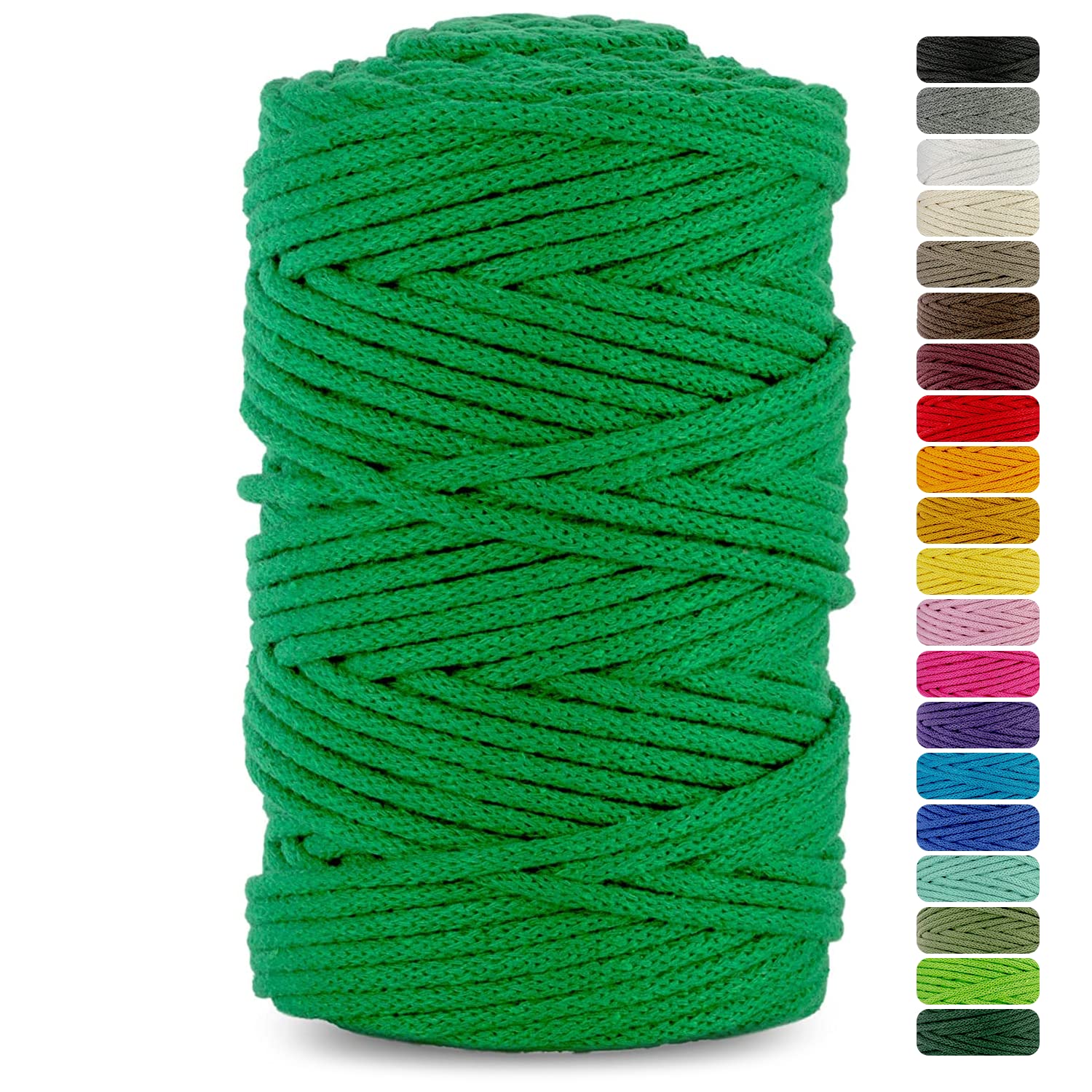 Netuno 1x Macrame Cord Braided Macramé Yarn Green 5 mm x 100 m 0,2 inch x 3 937 inch Natural Twine String Cotton Cord Ideal Project Hanging Baskets DIY Handbags Decoration