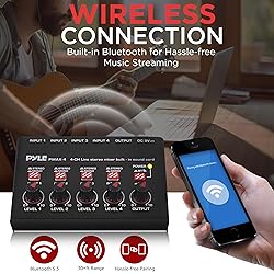 Pyle 4-Channel Wireless Bluetooth 5.0 Line Mixer