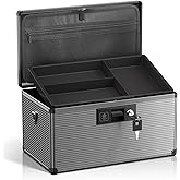 Lockbako Medicine Lock Box with Key, Aluminum Alloy Lock Box for Medication | Portable with Handle&amp;Shoulder Strap, Removable Tray&amp;Storage Bag to Store First Aid Supplies&amp;Pills for Home&amp;Travel, 14 Inch