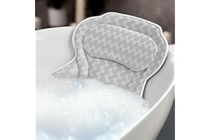 BATH HAVEN Bath Pillow Bathtub Pillow Back Neck Support Pillow, Spa Cushion for Tub, Relaxing Headrest Bath Pillow, Portable Washable Bathtub Accessories with 3D Air Mesh Thick Soft Bath Pillow (Deluxe)