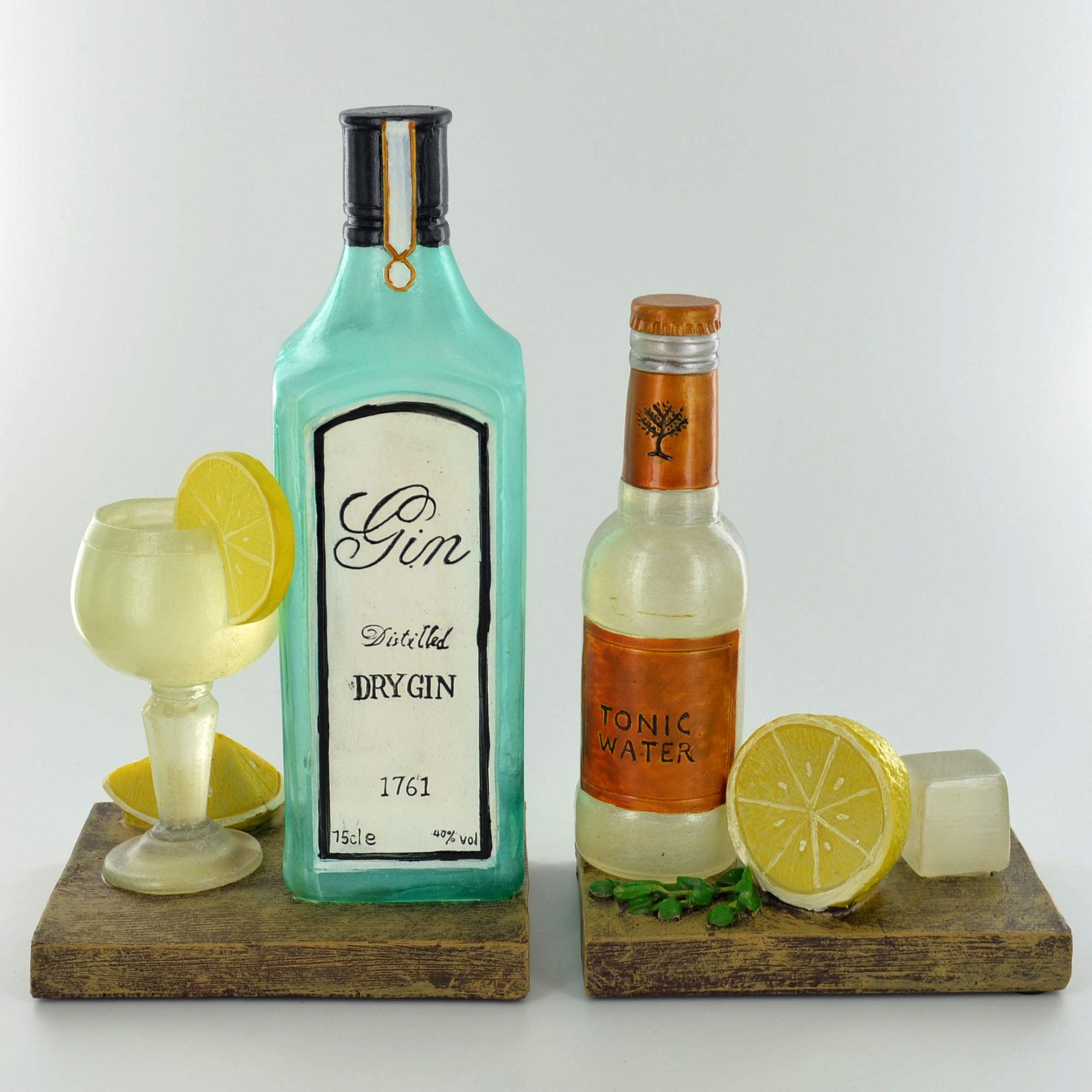 Gin & Tonic Bookends Unique Shelf Tidies for Books, DVDs, Vinyl