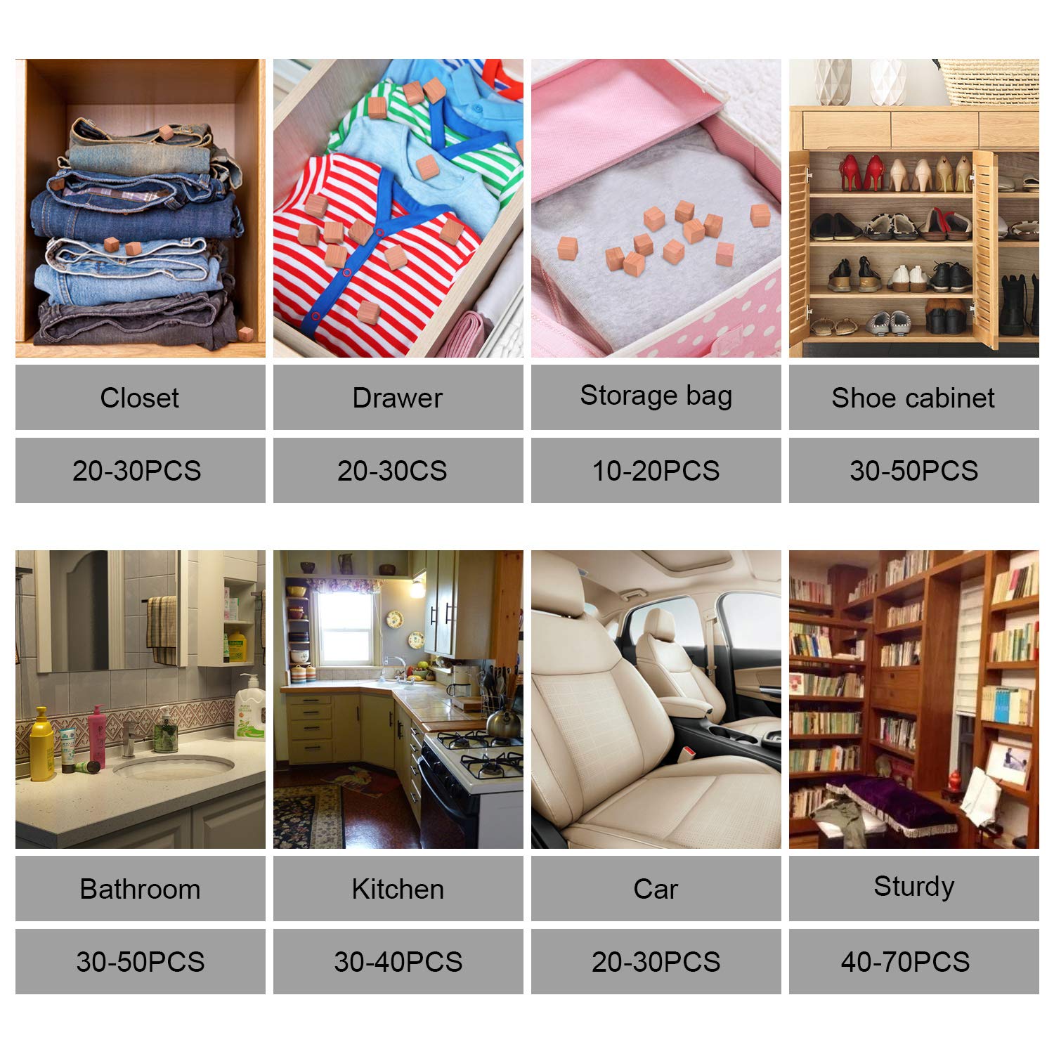 Storage Accessories Closets & Drawers 100 Natural Cedar Blocks for