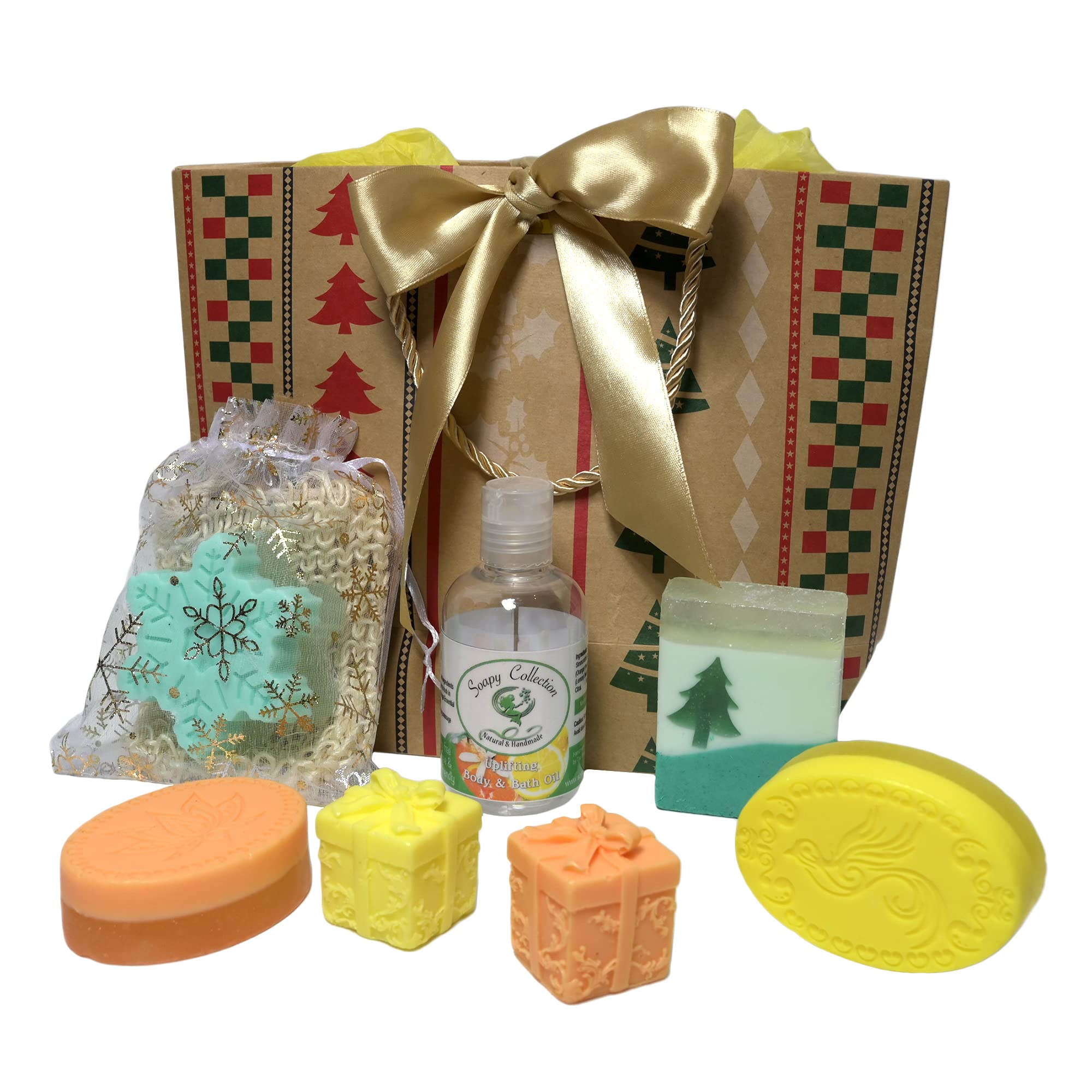 Soapy Collection -Winter Green- Christmas Soaps, Bath Gift Set for Her Him, UK Handmade, free from Paraben Sls Sles, Xmas Gifts for Women Men