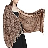 Gragengs Pashmina Shawl Wrap with Ethnic Paisley Two Tone Jacquard Scarf for Women