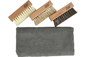 Proof Culture 4 Pieces Shoe Cleaning Kit — Sneaker Shoe Cleaner Brush Set Shoes Clean Brush Kit Both Boar and Plastic Bristles with Microfiber Cloth