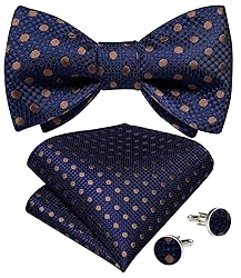 DiBanGu Navy Blue Bow Ties for Men Polka Dot Self