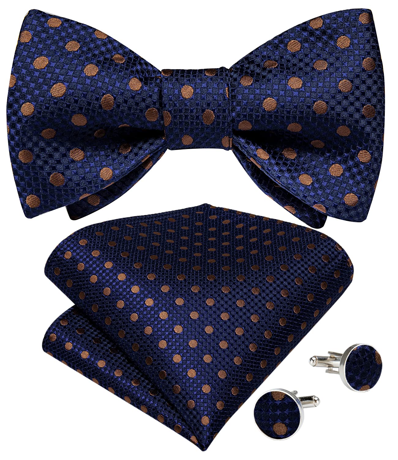 DiBanGu Navy Blue Bow Ties for Men Polka Dot Self