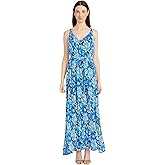 Maggy London Womens V Neck Racerback Maxi Adjustable Strap Empire Waist-Summer Wedding Guest Dress