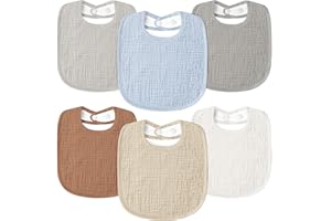 Susurration Muslin Baby Drool Bibs 6Pack Soft Square Adjustable Baby Bandana Bibs for Unisex Girls & Boys