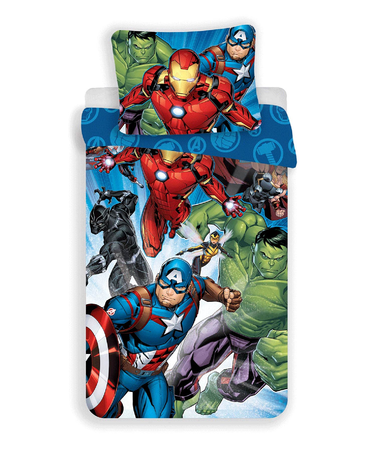 Jerry Fabrics Marvel Avengers Duvet Cover Set 140 x 200 cm and 1 Pillowcase 70 x 90 cm