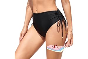 SherryDC Women Period Swimwear High Waisted Menstrual Bikini Bottoms Leakproof Swim Bottoms for Teens, Girls