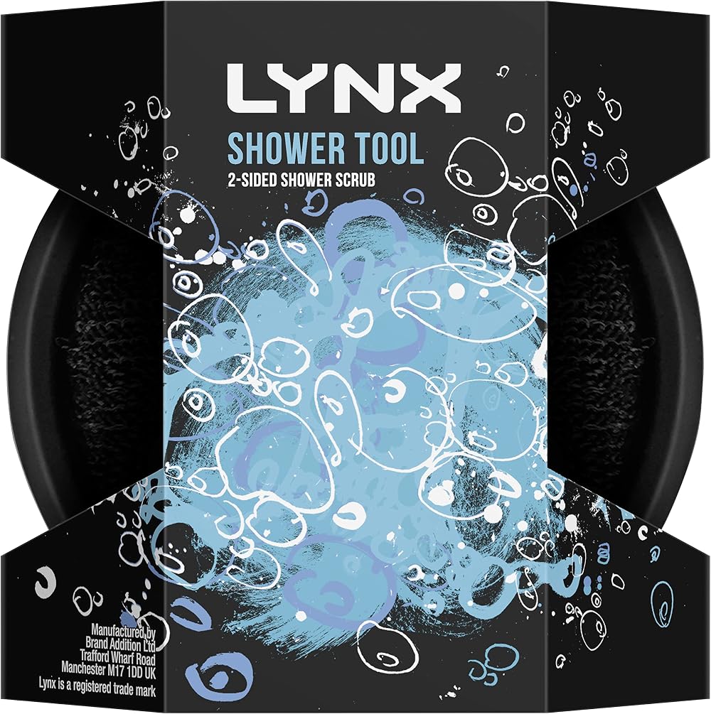 Lynx 2-Sided Shower Tool with 2 Scrubbing Options Black 1 piece