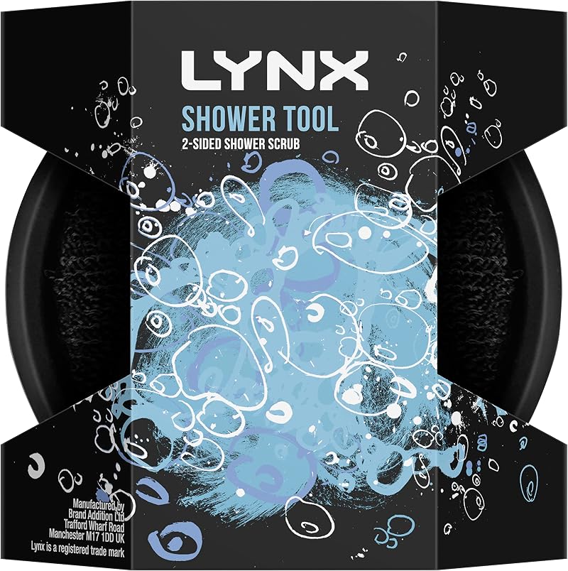 Lynx 2-Sided Shower Tool with 2 Scrubbing Options Black 1 piece