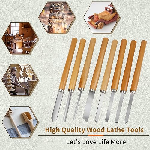 Woodturning Tool Set – 8-Piece Lathe Chisel Kit For Beginners & Pros