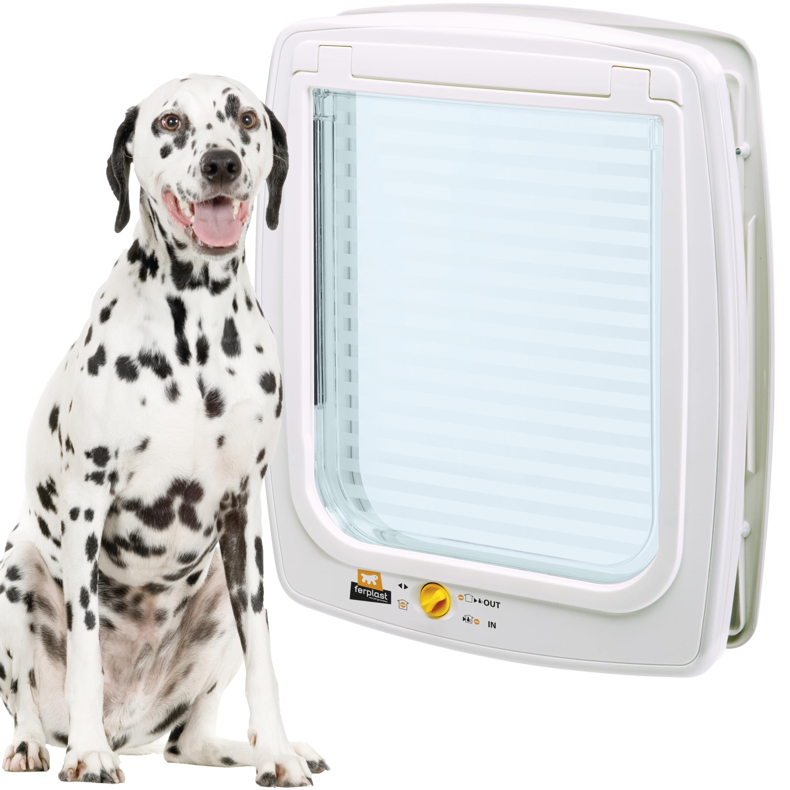 Ferplast Swing 15 Universal Cat Flap for Dogs and Cats - 4 Selectable Closing Modes - Wind-Stopper System - Closing Shock Absorber - Magnetic Anti-Oscillation - Transparent Door - White