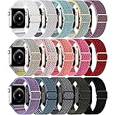 Stretchy Nylon Band Compatible with Apple Watch Band 38mm 40mm 41mm 42mm 44mm 45mm 46mm Women Men, Adjustable Sport Elastic Replacement Strap for iWatch Series 10 9 8 7 6 5 4 3 2 1 SE