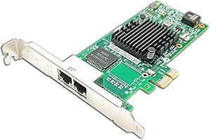 Gigabit PCIe x1 Ethernet Adapter,1Gb Network Card(NIC) with Dual Copper RJ45 Ports Compatible with Intel LAN Server I350T2V2B