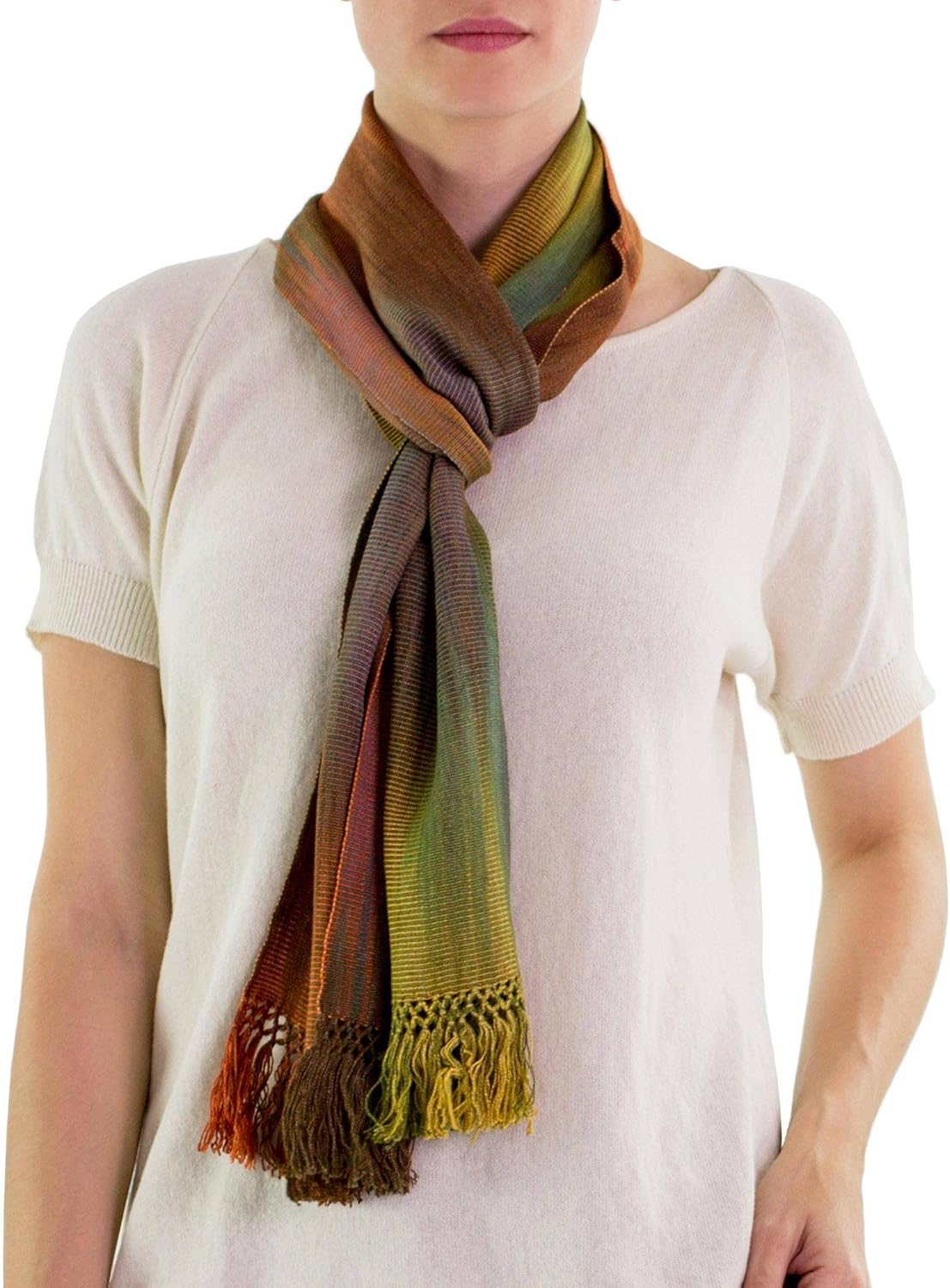 NOVICA Multicolor 100 Bamboo Fiber Chenille Scarf, Solola Autumn' at