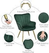 Yaheetech Modern Velvet Tub Chair Green with Curved Back and Gold Legs view 5