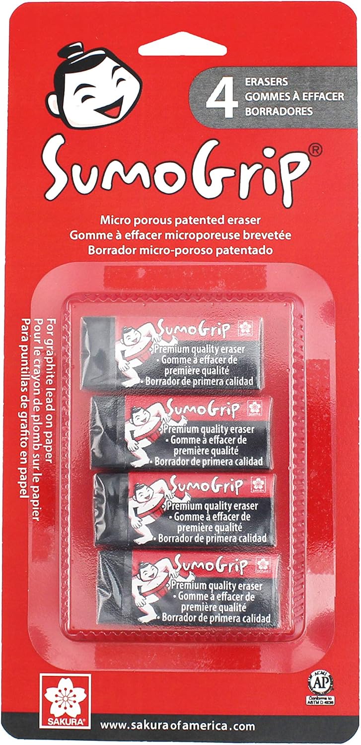 Sakura 50259 Sumo Grip EraserB60 Premium Block Eraser 4Pc, 4 Count