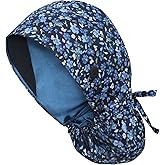 IRIS CRAFT Adjustable Working Cap with Button, Cotton Working Hat Sweatband with Ponytail Pocket Elastic Tie