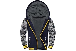 V VALANCH Boys Hoodie Zip Up Fleece Lined Jacket Warm Sherpa Hooded Sweatshirts for Boys Girls 6-15 Years