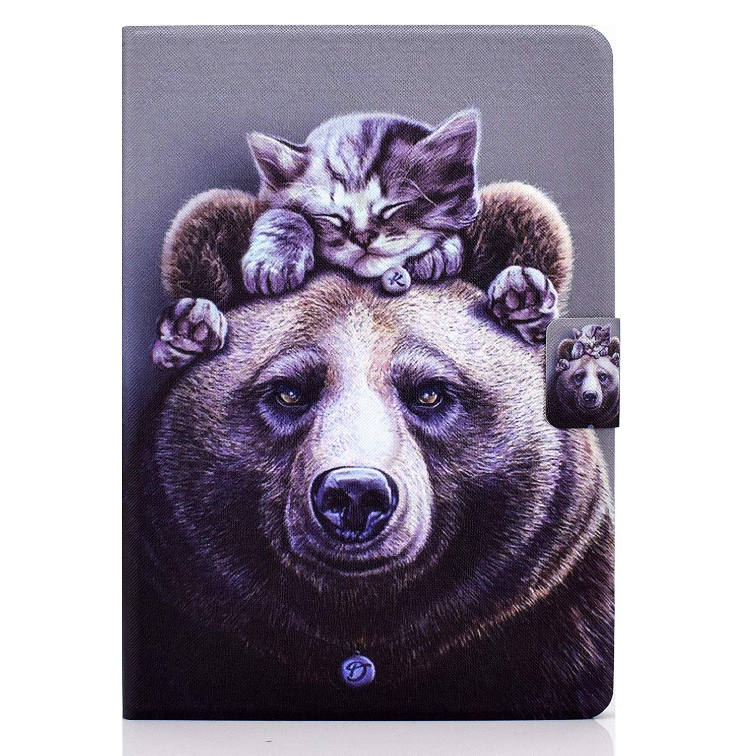 Aswant Case for Samsung Tab A 2019 10.1 Inch PU Leather Flip Cover Wallet Card Slots Tablet Case with Stand Function for Samsung Galaxy Tab A 10.1" 2019 SM-T510/SM-T515 - Cat & Bear