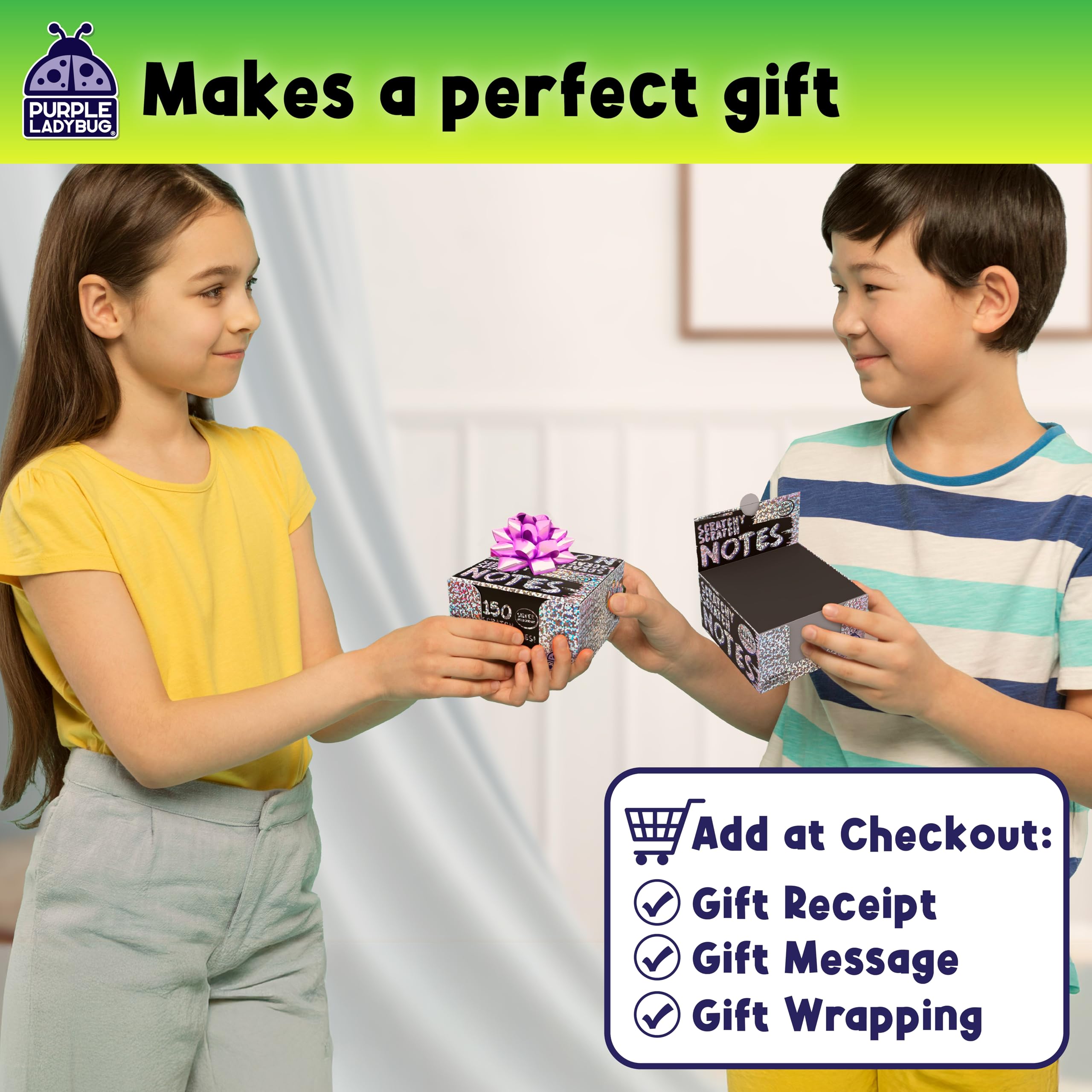 Purple Ladybug Silver Holographic Scratch Art Mini Notes - Scratch Art Notes Kids Games, Girls Stocking Stuffers for Kids, Teens, Boys, Christmas Gifts for Kid Arts & Crafts Supplies