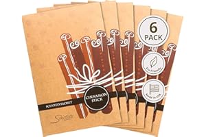 FLORALSIMPLICITY Simplicity Scents Cinnamon Stick Scented Sachets Pack of 6, Fall & Winter - Long-Lasting Scented Bags, Home Fragrance, Air Freshener & Deodorizer for Closet, Room, Drawer, or Cars, Made in The USA